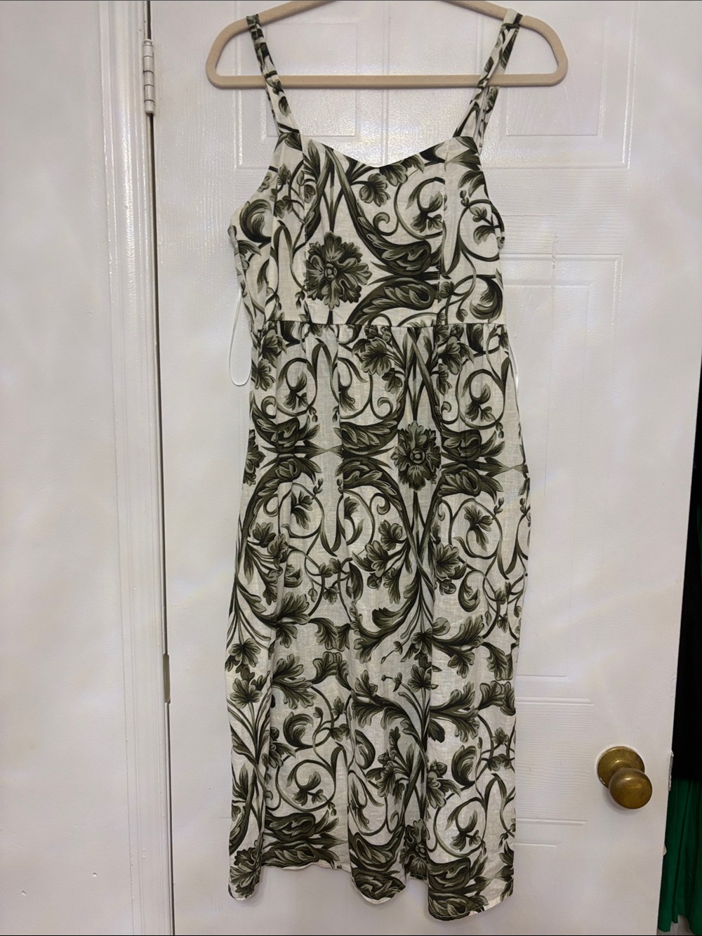 Olive Scroll Print Midi Sundress